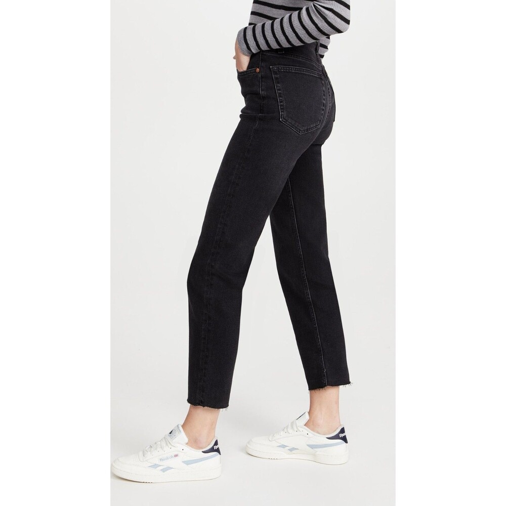 Re/Done womens 70s Stove Pipe Button Fly Jeans size 28 Black 28" inseam $265 - Picture 3 of 12